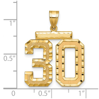 14k Yellow Gold Large Diamond-Cut Number 30 Pendant