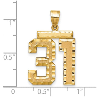 14k Yellow Gold Large Diamond-Cut Number 31 Pendant