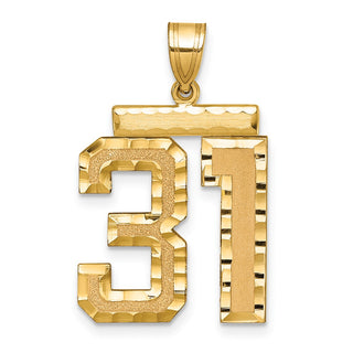 14k Yellow Gold Large Diamond-Cut Number 31 Pendant