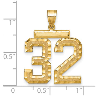 14k Yellow Gold Large Diamond-Cut Number 32 Pendant