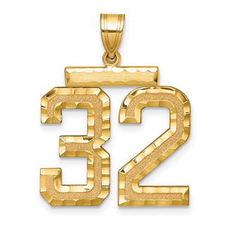 14k Yellow Gold Large Diamond-Cut Number 32 Pendant
