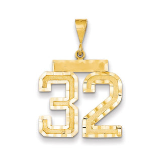 14k Yellow Gold Large Diamond-Cut Number 32 Pendant