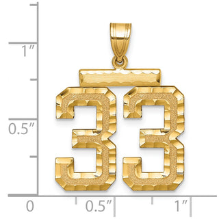 14k Yellow Gold Large Diamond-Cut Number 33 Pendant
