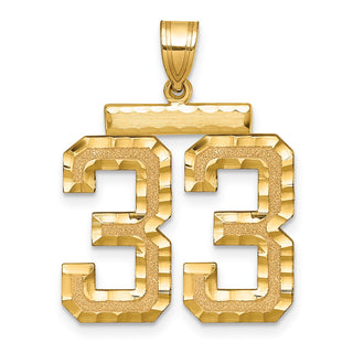 14k Yellow Gold Large Diamond-Cut Number 33 Pendant