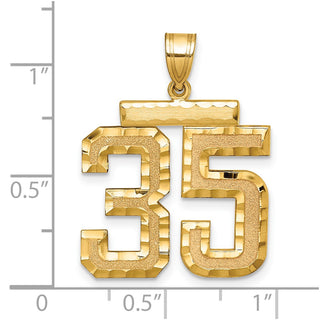14k Yellow Gold Large Diamond-Cut Number 35 Pendant