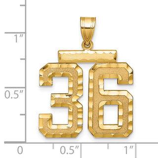 14k Yellow Gold Large Diamond-Cut Number 36 Pendant