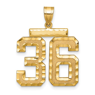 14k Yellow Gold Large Diamond-Cut Number 36 Pendant