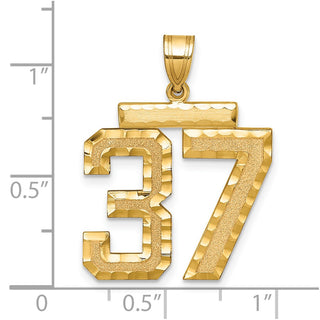 14k Yellow Gold Large Diamond-Cut Number 37 Pendant