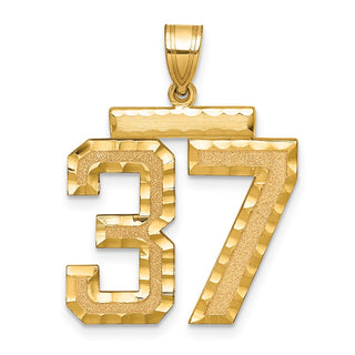 14k Yellow Gold Large Diamond-Cut Number 37 Pendant