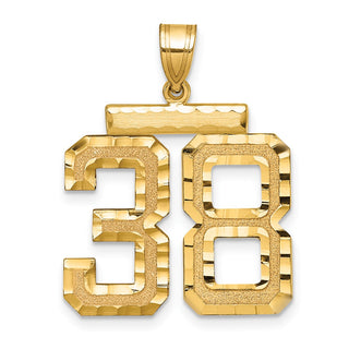 14k Yellow Gold Large Diamond-Cut Number 38 Pendant