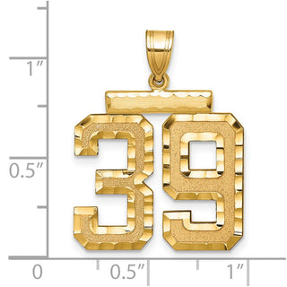 14k Yellow Gold Large Diamond-Cut Number 39 Pendant