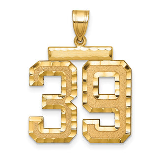 14k Yellow Gold Large Diamond-Cut Number 39 Pendant