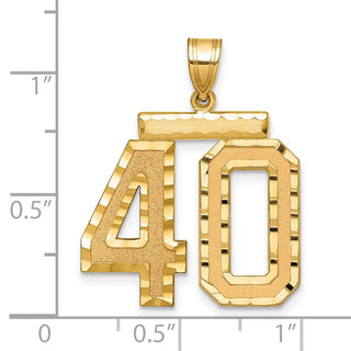 14k Yellow Gold Large Diamond-Cut Number 40 Pendant