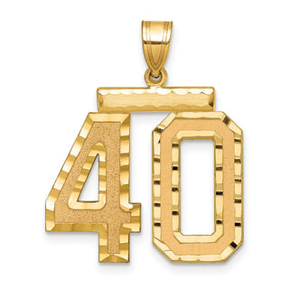 14k Yellow Gold Large Diamond-Cut Number 40 Pendant
