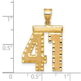 14k Yellow Gold Large Diamond-Cut Number 41 Pendant