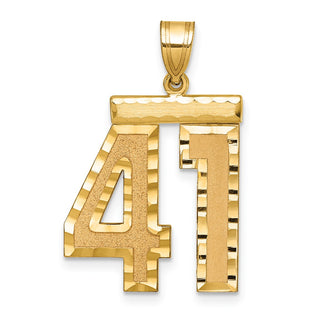 14k Yellow Gold Large Diamond-Cut Number 41 Pendant