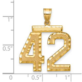 14k Yellow Gold Large Diamond-Cut Number 42 Pendant
