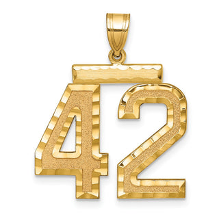 14k Yellow Gold Large Diamond-Cut Number 42 Pendant