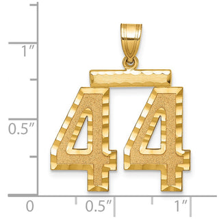 14k Yellow Gold Large Diamond-Cut Number 44 Pendant