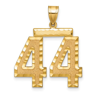 14k Yellow Gold Large Diamond-Cut Number 44 Pendant