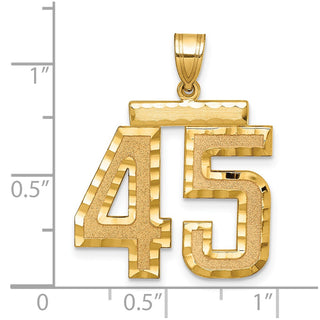 14k Yellow Gold Large Diamond-Cut Number 45 Pendant