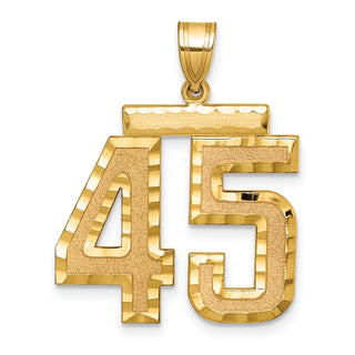 14k Yellow Gold Large Diamond-Cut Number 45 Pendant