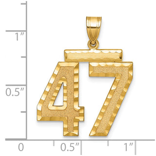 14k Yellow Gold Large Diamond-Cut Number 47 Pendant