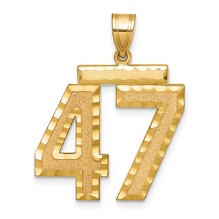 14k Yellow Gold Large Diamond-Cut Number 47 Pendant