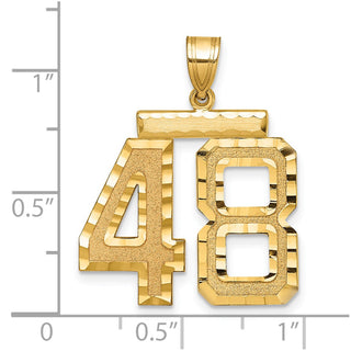 14k Yellow Gold Large Diamond-Cut Number 48 Pendant