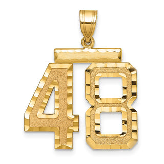 14k Yellow Gold Large Diamond-Cut Number 48 Pendant