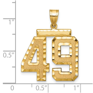 14k Yellow Gold Large Diamond-Cut Number 49 Pendant