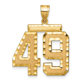 14k Yellow Gold Large Diamond-Cut Number 49 Pendant