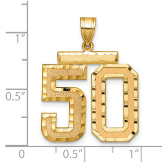 14k Yellow Gold Large Diamond-Cut Number 50 Pendant