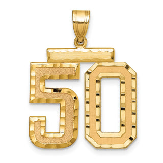 14k Yellow Gold Large Diamond-Cut Number 50 Pendant