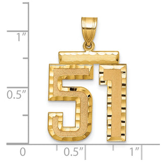 14k Yellow Gold Large Diamond-Cut Number 51 Pendant