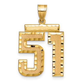 14k Yellow Gold Large Diamond-Cut Number 51 Pendant