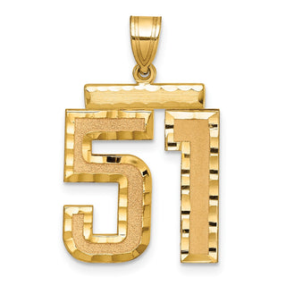 14k Yellow Gold Large Diamond-Cut Number 51 Pendant