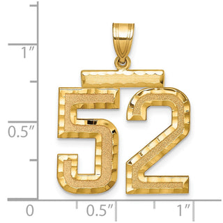 14k Yellow Gold Large Diamond-Cut Number 52 Pendant