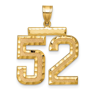 14k Yellow Gold Large Diamond-Cut Number 52 Pendant