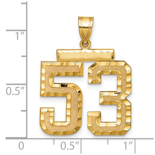 14k Yellow Gold Large Diamond-Cut Number 53 Pendant