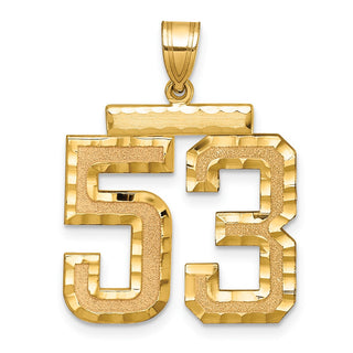 14k Yellow Gold Large Diamond-Cut Number 53 Pendant