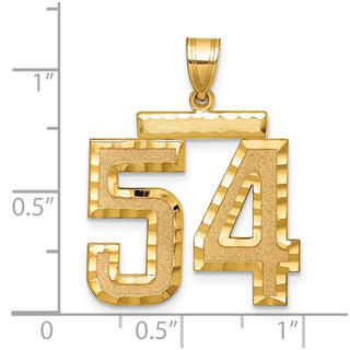 14k Yellow Gold Large Diamond-Cut Number 54 Pendant