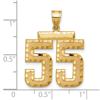14k Yellow Gold Large Diamond-Cut Number 55 Pendant