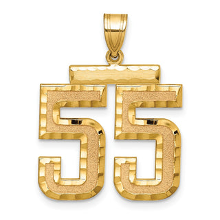14k Yellow Gold Large Diamond-Cut Number 55 Pendant