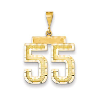 14k Yellow Gold Large Diamond-Cut Number 55 Pendant