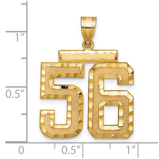 14k Yellow Gold Large Diamond-Cut Number 56 Pendant