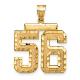 14k Yellow Gold Large Diamond-Cut Number 56 Pendant