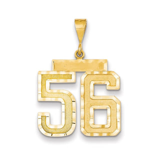 14k Yellow Gold Large Diamond-Cut Number 56 Pendant