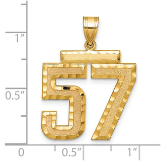 14k Yellow Gold Large Diamond-Cut Number 57 Pendant