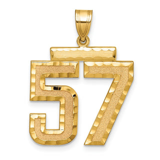 14k Yellow Gold Large Diamond-Cut Number 57 Pendant